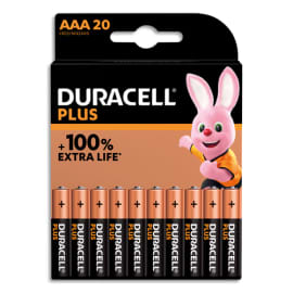DURACELL Piles alcalines AAA Plus 100%, 1,5V LR03 MN2400, lot de 20 piles