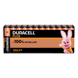 DURACELL Piles alcalines AAA Plus 100%, 1,5V LR03 MN2400, lot de 24 piles